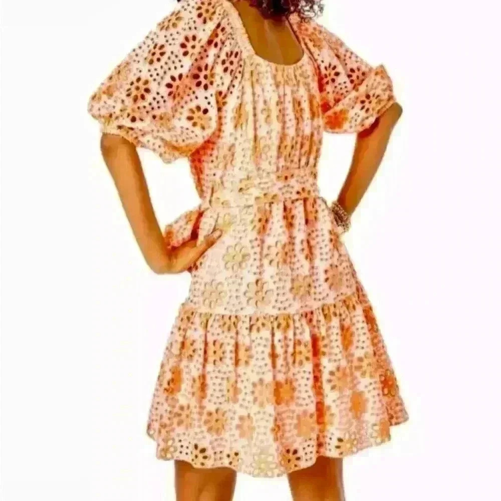 Lilly Pulitzer Kerrigan Dress in Cantaloupe Funflower Sz Medium - Picture 4 of 8